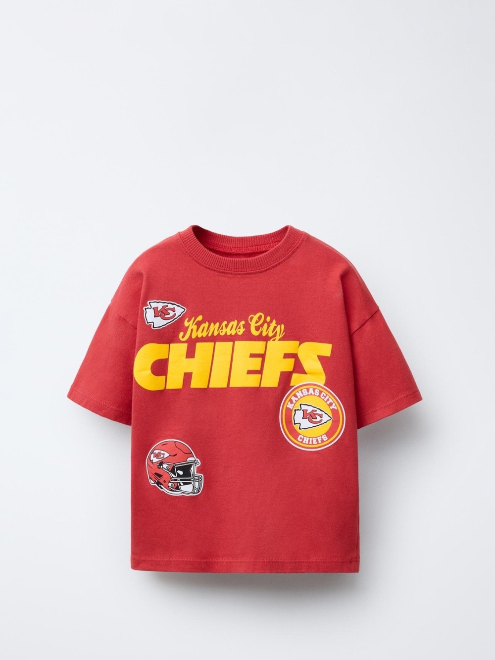 Zara Kids Red Kansas City Chiefs Graphic Tee with Yellow Print
